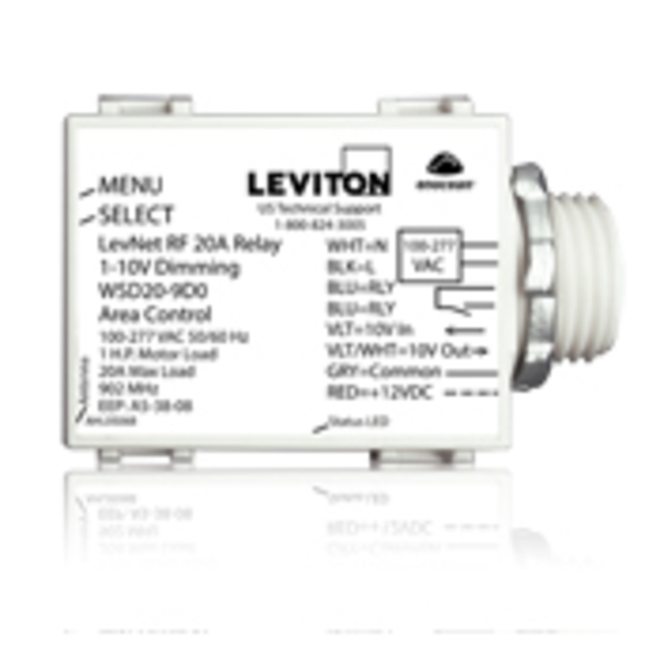 Leviton CONTROL RELAY WH WL 20A RELAY 1-10V DIM AREA CTRLER WSD20-9D0